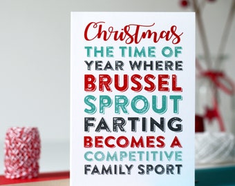 Merry Christmas Farting Brussel Sprout Competition Funny Greeting Card DYPCH24