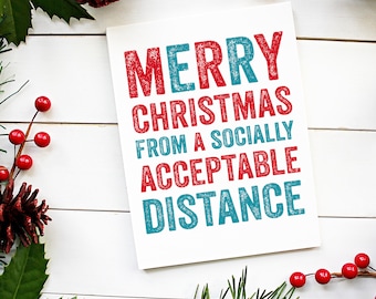 Socially Acceptable Distance Funny New Year Christmas Celebration Card
